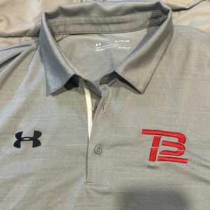 Under Armour Men’s TB 12 golf shirt size XL. Gray with red TB12 logo